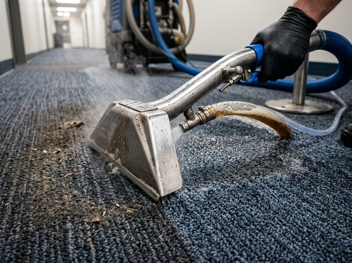 Commercial hot water extraction carpet wand detailing deep clean carpet fiber restoration